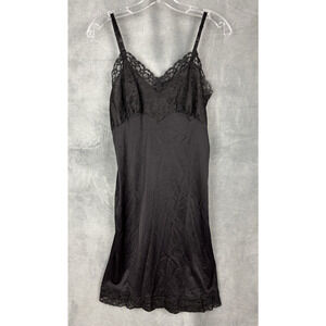 VTG Vanity Fair Black Babydoll Slip Dress Womens 34 Whimsigoth Fairy Grunge Y2K